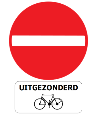 Einfahrt verboten, außer für Radfahrer.
